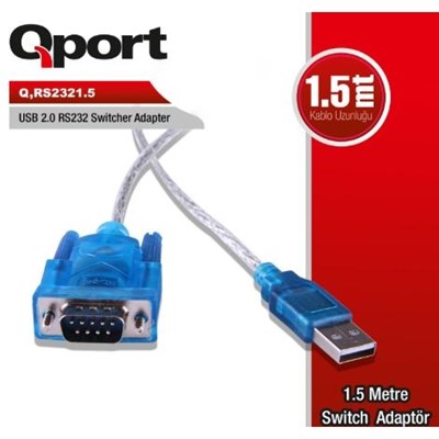 QPORT Q-RS2321.5 1.5MT USB 2.0 TO RS232 DÖNÜŞTÜRÜCÜ KABLO