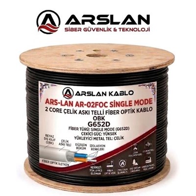 ARS-LAN AR-02FOC SİNGLE MODE 2 CORE ÇELİK ASKI TELLİ FİBER OPTİK KABLO OBK
