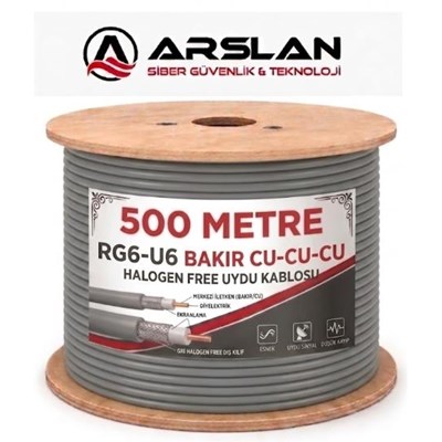 MARTEL RG6-U6 BAKIR CU-CU-CU 500 LÜK MAKARA HALOGEN FREE UYDU KABLOSU
