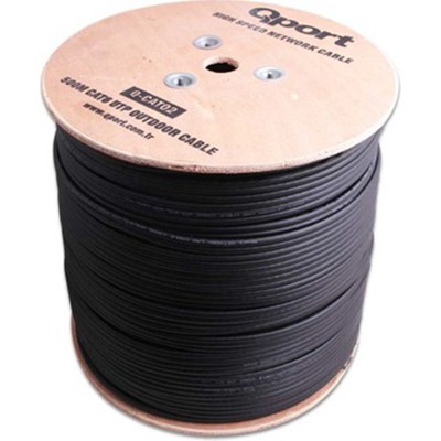 QPORT Q-CAT02 CAT6 500 MT 23 AWG SİYAH MAKARALI OUTDOOR KABLO