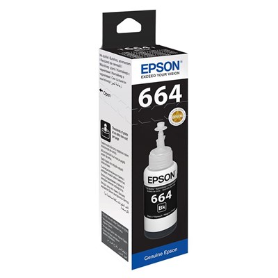 EPSON C13T6641A 664BK 70ML SİYAH MÜREKKEP ORJİNAL L100 L365 L382 L3050 L3060 L455 L486 L550 L1300