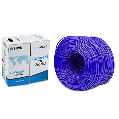 S-LINK SL-CAT657BL CAT6 U/UTP 305 MT 23 AWG MAVİ NETWORK KABLOSU