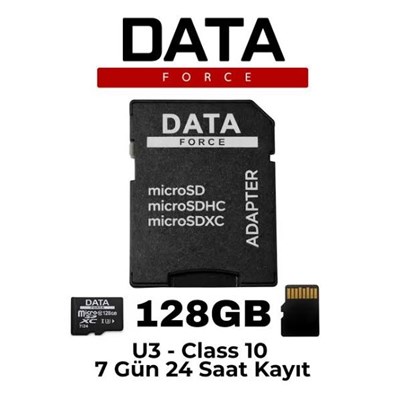 DATAFORCE 128GB 7/24 U3/CL10 SDXC MICRO SD KART
