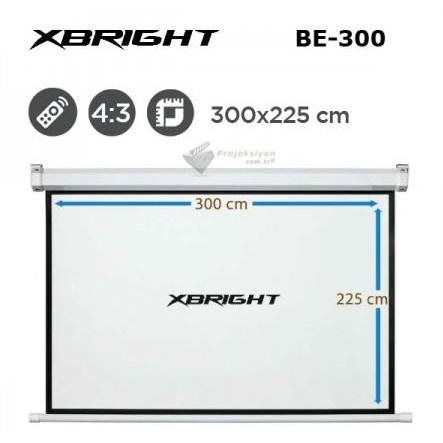 XBRIGHT BE-300 300X225 MOTORLU PROJEKSİYON PERDESİ KUMANDALI