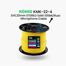 KÖNİG KMK-22-4 2X0,22 MM 100 LÜK MAKARA STEREO MİKROFON KABLOSU SARI