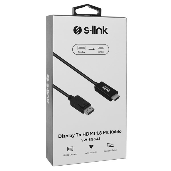 S-LINK SW-SGG43 1.8 MT. DISPLAY TO HDMI DÖNÜŞTÜRÜCÜ KABLO