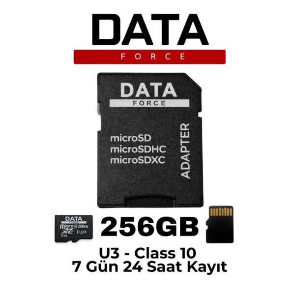 DATAFORCE 256GB 7/24 U3/CL10 SDXC MICRO SD KART
