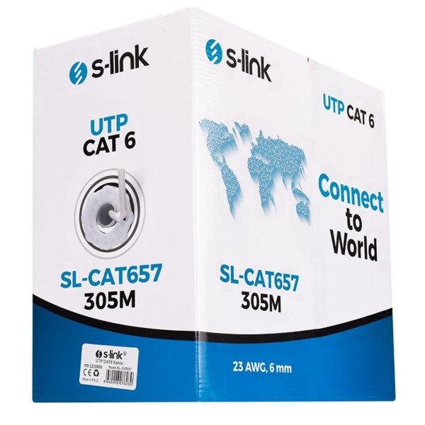 S-LINK SL-CAT657 CAT6 U/UTP 305 MT 23 AWG NETWORK KABLOSU