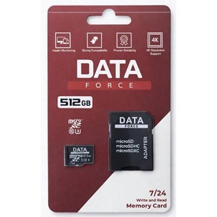 DATAFORCE 512GB 7/24 U3/CL10 SDXC MICRO SD KART